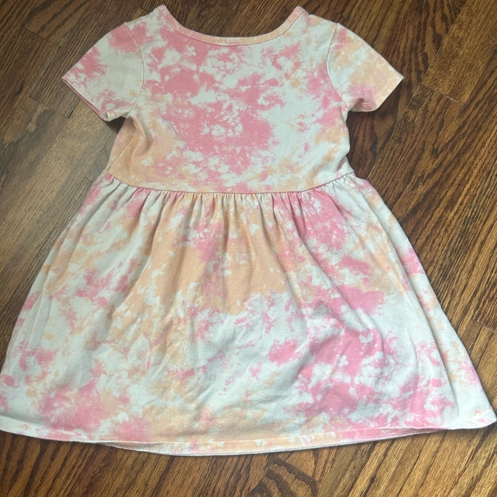Cat & Jack Pink and Orange Tie-Dye Kids Dress 5T - Picture 2 of 3